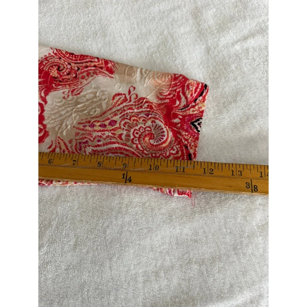 JM Collection Woman Red Paisley 3/4 Sleeve Scoop Neck Top Blouse 1X - Picture 9 of 10